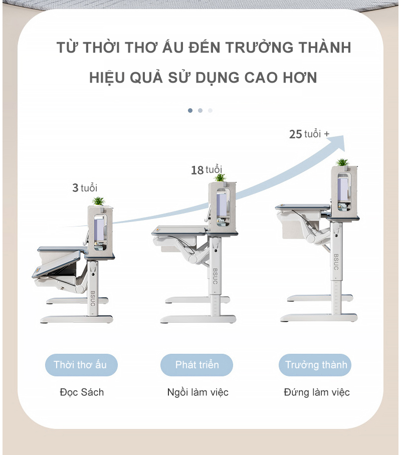 Bàn học chống gù cao cấp nâng hạ thủy lực DRZ-12002